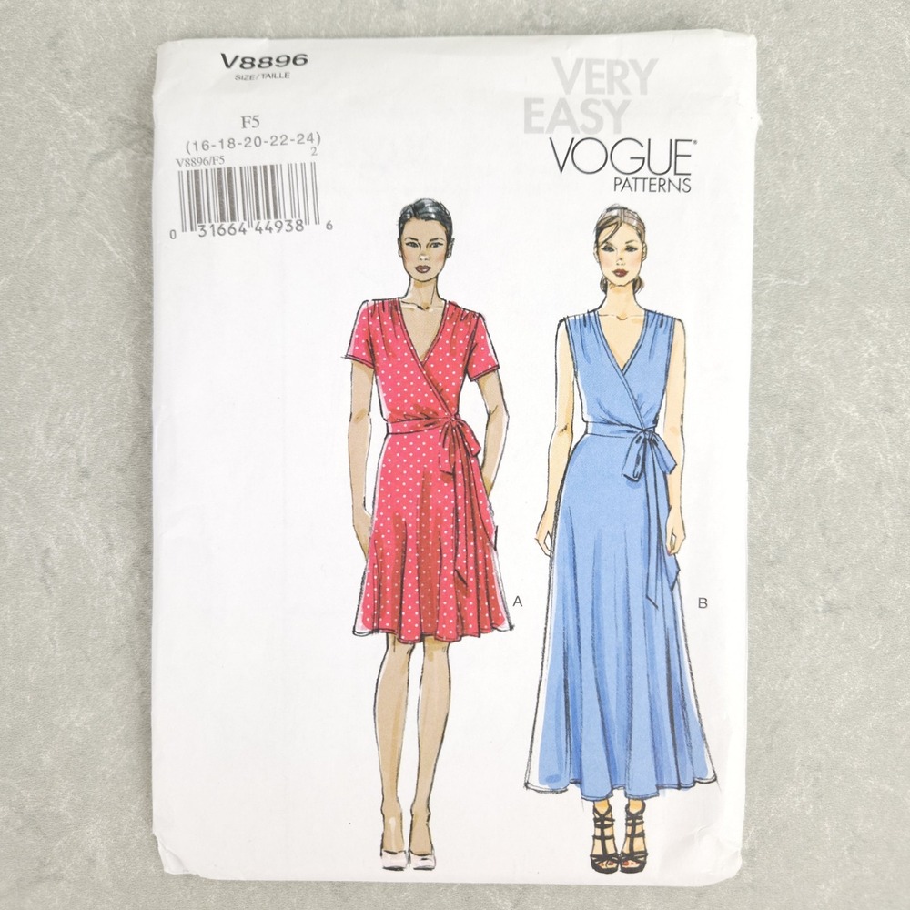 Vogue V8896 Misses Wrap Dress Sewing Pattern Fit & Flare Very EZ Plus Sz 16-24